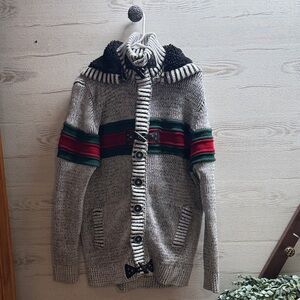 LCR sweater grey with red green stripe. Removable hood. Size 3XL SEE MEASUREMENT